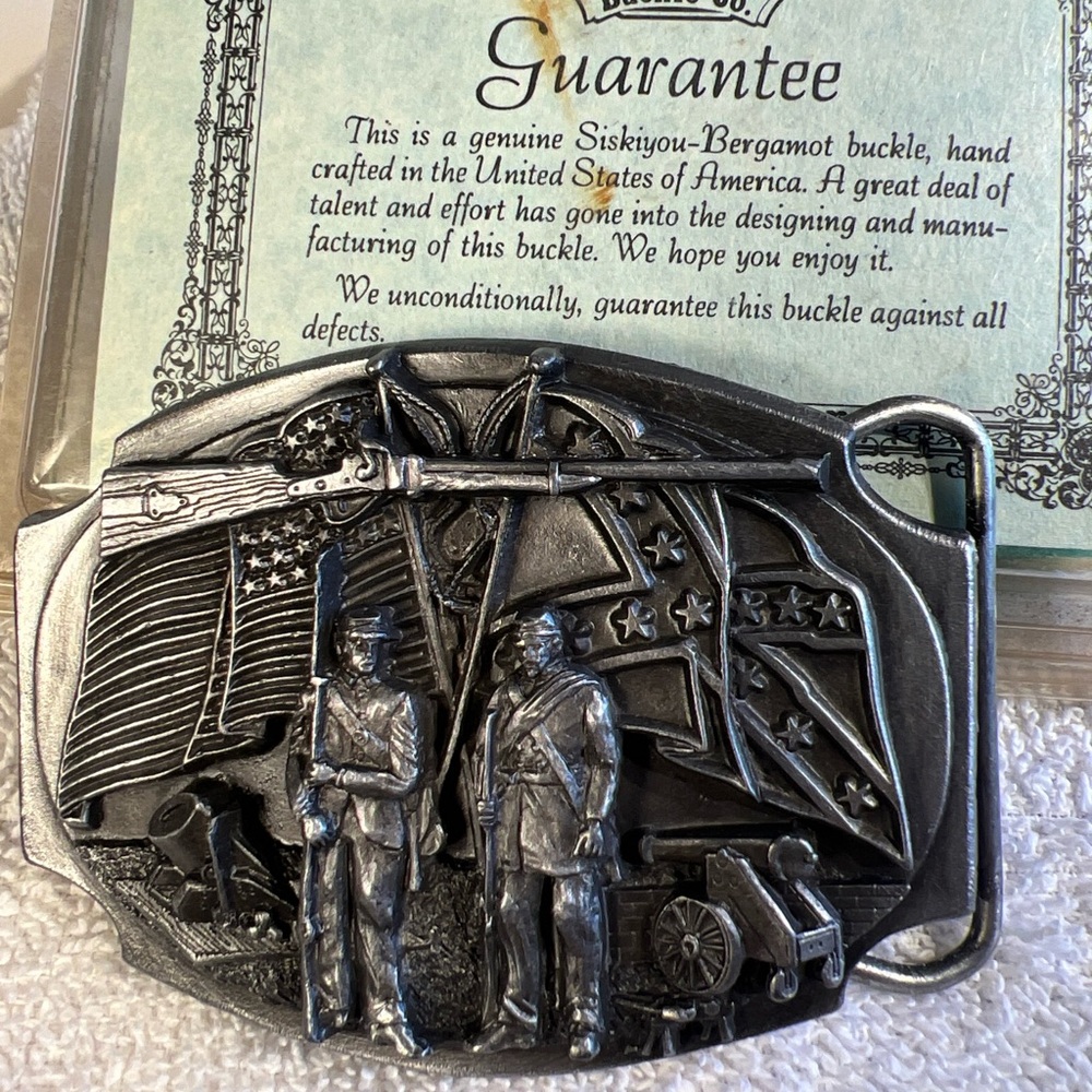 Vintage Siskiyou Buckle Co. Civil War Belt Buckle 1988 Pewter Made In USA